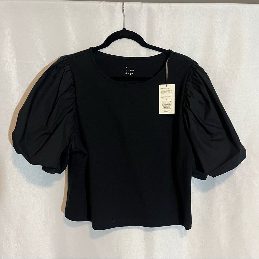 Target Black Puff Sleeve Blouse